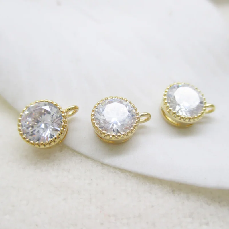 5 шт. круглые подвески с фианитами 4 6 мм|charm charm|cz charmcharm 10pcs |
