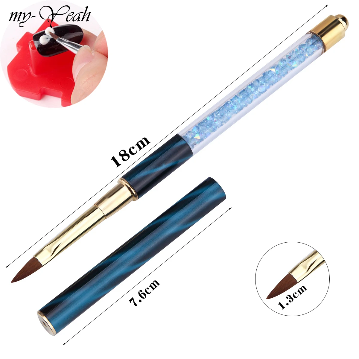 my-Yeah Nail Art Multipurpose Cat Eye Rhinestone Paint Brush Kit Acrylic Gel Polish Extension 3D Liner Flower DIY Gradient Pens