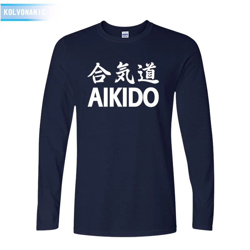 Aikido/мужская футболка с принтом модная Осенняя Новинка 2017 хлопковая длинными
