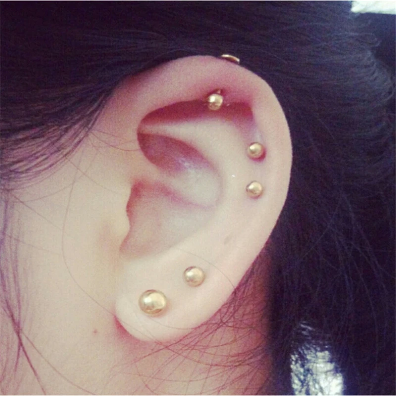 Medical Titanium Steel Prevent Allergy Round Ball Ear Bone Nail 4 Size Color Women Men Unisex Fashion Earring Stud | Украшения и