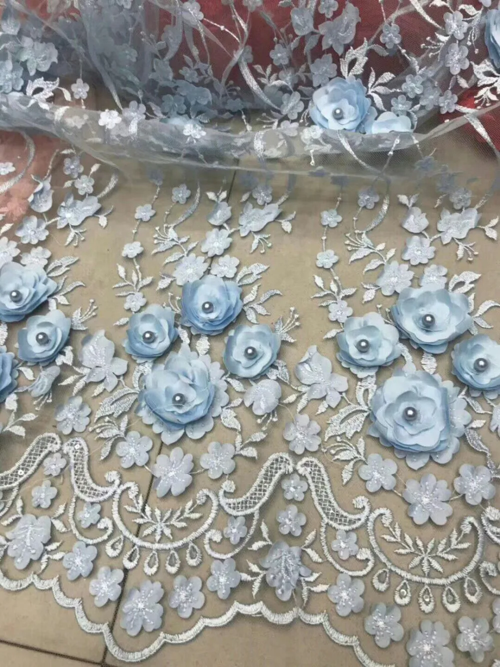 Уникальная африканская французская кружевная ткань с 3D аппликацией и бисером