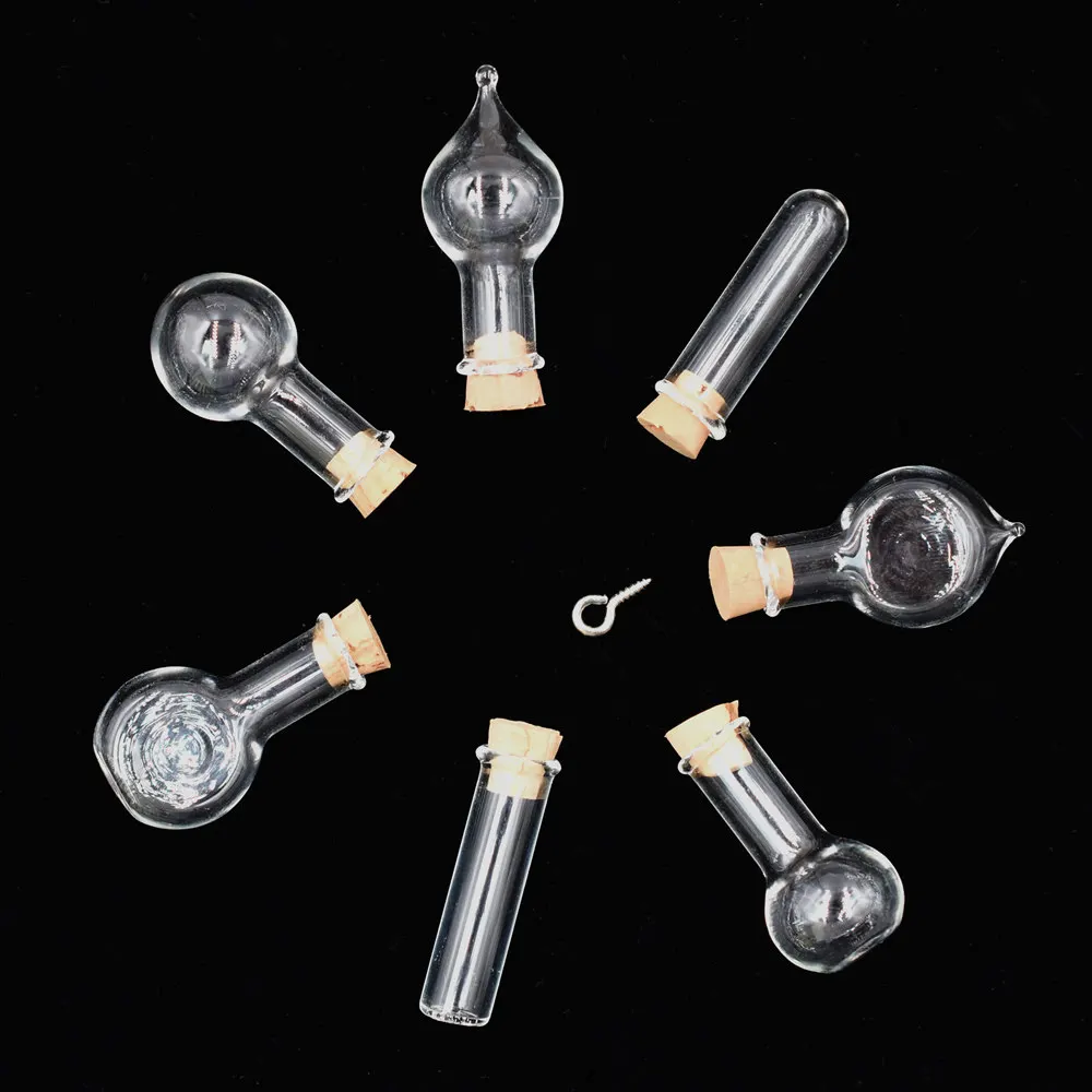 

50pieces Mix model cork glass bottle with eye hook charm glass vial pendant fashion glass globe glass dome