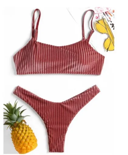 Набор микро Бикини Push Up Thong новые женские бархатные купальники в полоску
