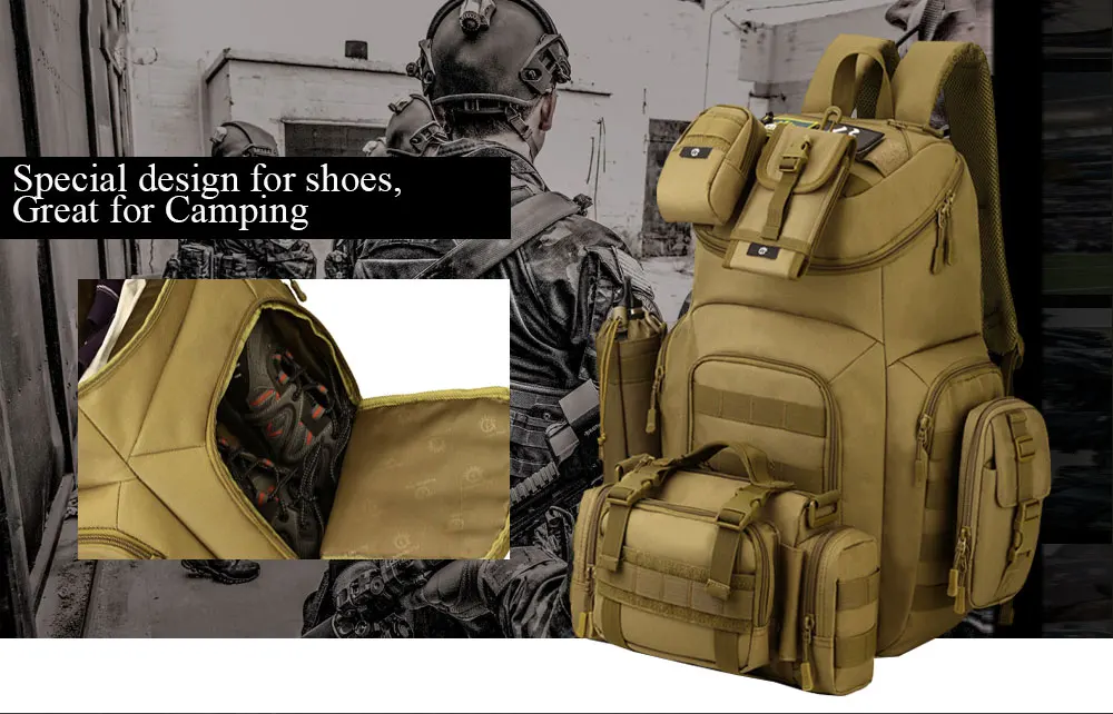 Брендовые 40л водонепроницаемые нейлоновые военные рюкзаки Molle Assault Army рюкзак дорожная сумка для мужчин и женщин Mochila Escolar S420