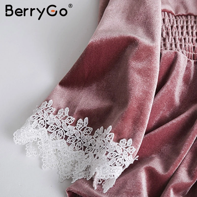 BerryGo Кружева сращивания бархат комплект из двух предметов Пижама 2018 осень зима
