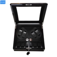 2017 gift watch accessories box watch winder black woodes case for 4 rotator watches 6 storage movement ratator boxes winders