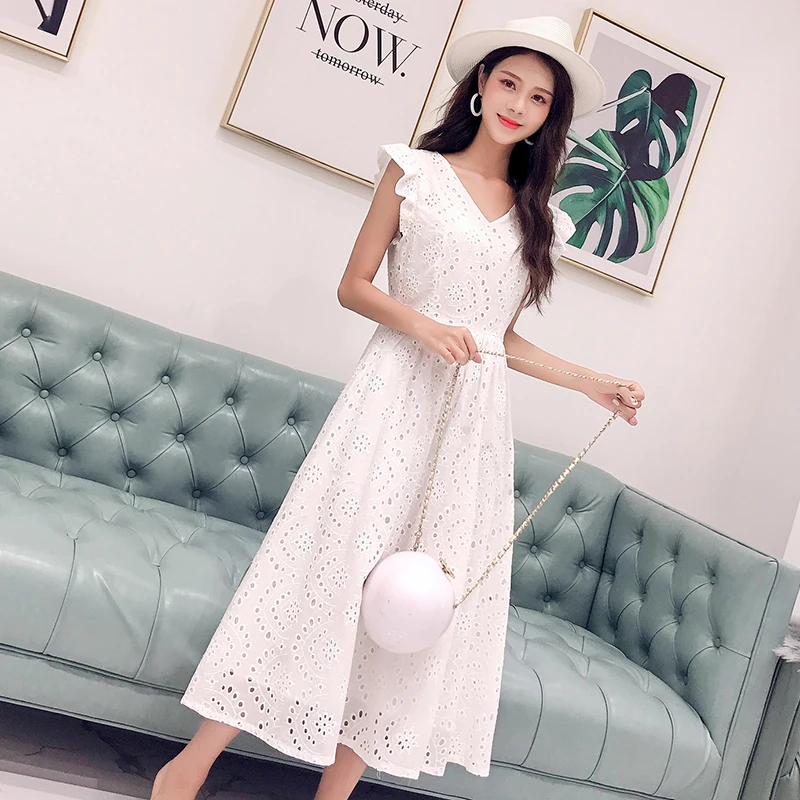 YiLin Kay 2020 высококачественное вышитое белое вечернее платье с V образным вырезом и