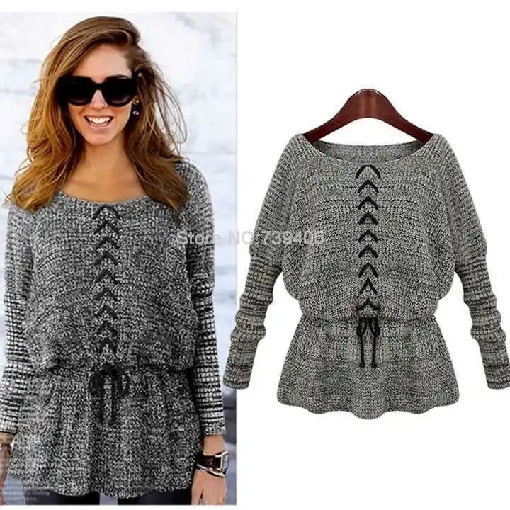 New 2014 Fashion warm winter Waist Elastic pullover women sweater Vintage Knitwear knitted sweaters B12 SV004928 | Женская одежда