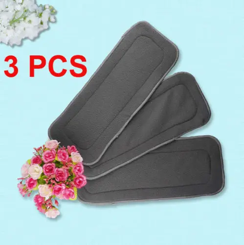 

3PCS Reusable Bamboo Charcoal Insert Baby Cloth Diaper Mat Nappy Inserts Changing Liners Water Absorbent Breathable Cloth Diaper