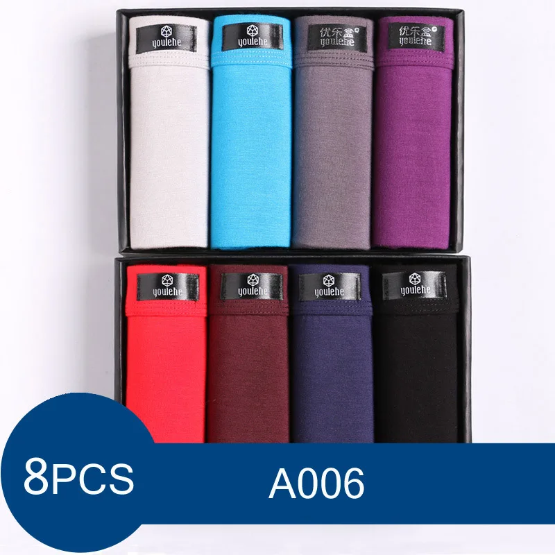 A006 box Youlehe, 8 шт., модное нижнее белье, боксеры для мужчин, s, боксеры, шорты, мягкие мужские трусы, дышащие сексуальные мужские трусы, Cuecas, Прямая поставка - Цвет: A006 box