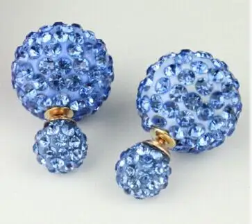blue Charmcci двухсторонние Симпатичные серьги-гвоздики, круглые стразы, женские серьги, ювелирные изделия, серьги-гвоздики, подарок, много цветов - Окраска металла: blue