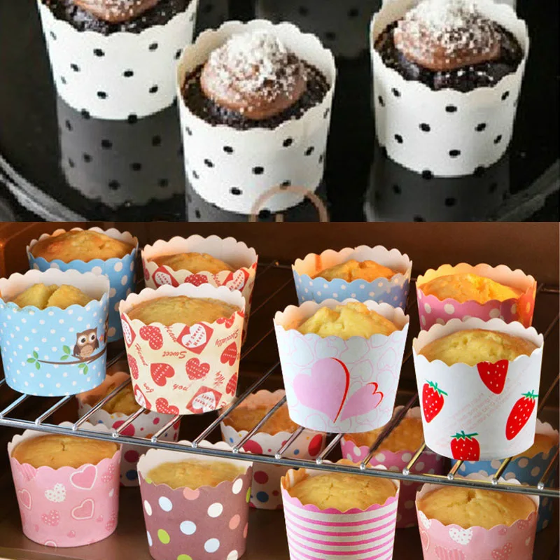 100pcs Flowers design cupcake Cake Paper Cup Molds High Temperature Resistance Baking Tools for birthday wedding festival party | Дом и сад