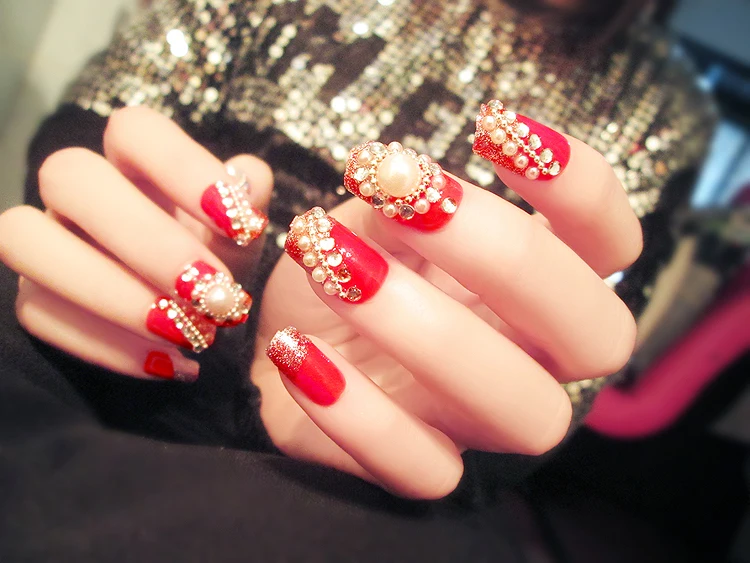 24 шт поддельные ногти Ложные кончики для маникюра жемчужные инструменты дизайна