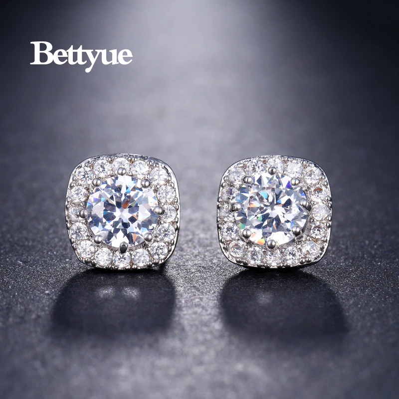 Женские серьги с кубическим цирконием Bettyue элегантные вечерние гвоздики 9 5 мм