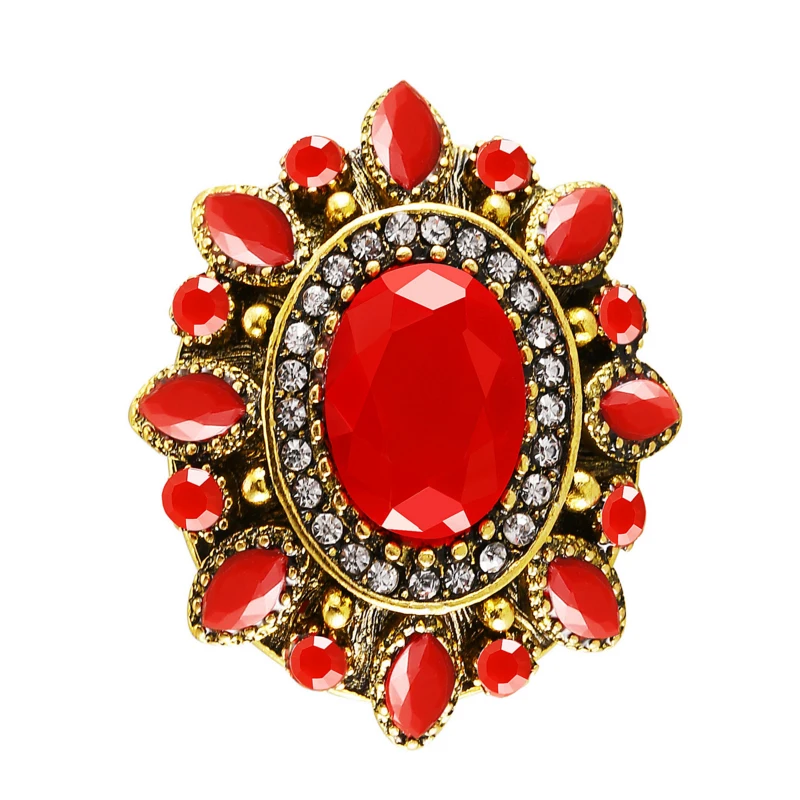 

Flower-shaped Ring New Retro Crystal Gem Jewelry Elegant Original Alloy Ring