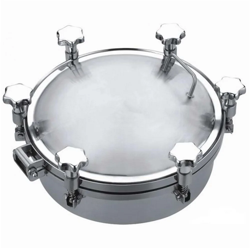 Санитарная круглая крышка люка под давлением SS304 дверной люк с резервуаром 200 мм |