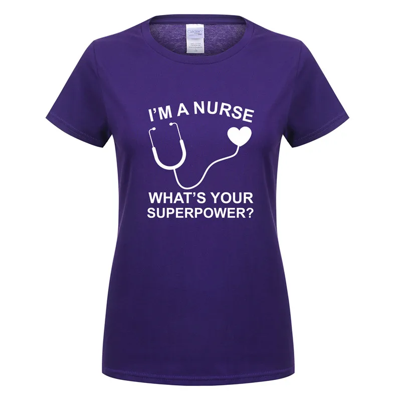 Женская футболка с короткими рукавами надписью I'm Nurse What is Your Superpower|Футболки| |