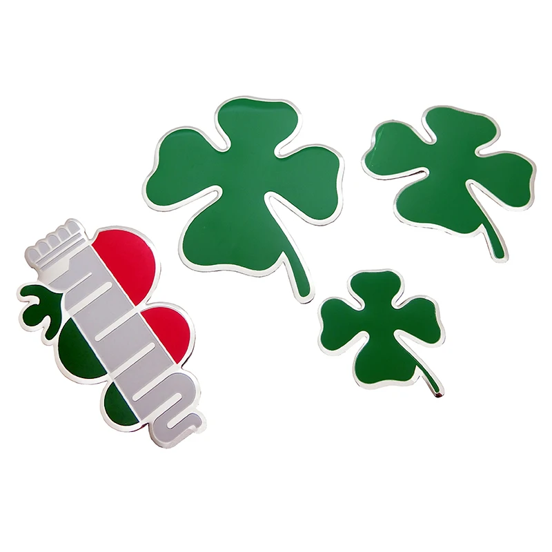 1 шт. алюминиевый значок в виде зелёного клевера для Alfa Romeo четырехлистный клевер