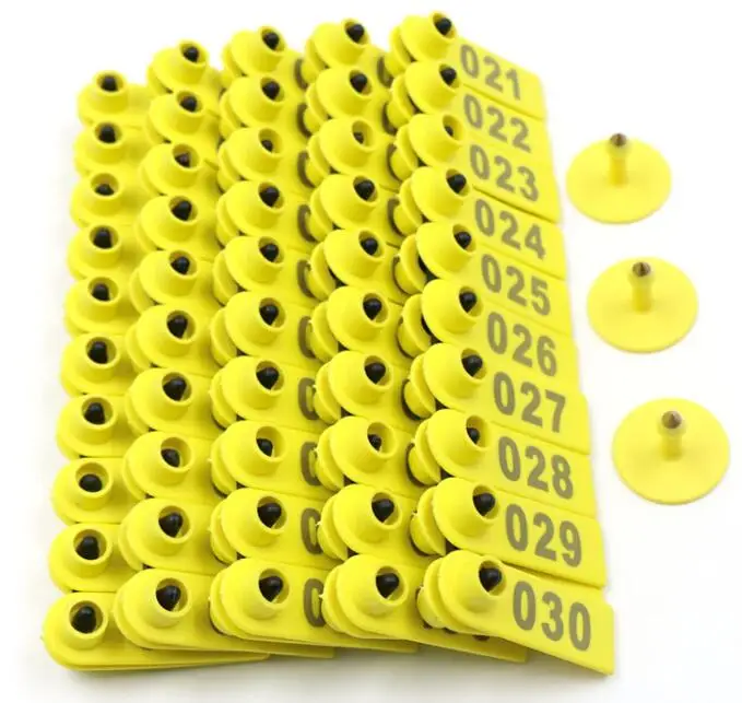 Yellow 100 комплект овец ухо тег знаков с слово ухо Лазерная набрав Медь головы серьги сельскохозяйственных животных качество Пластик идентификации карты - Цвет: Yellow