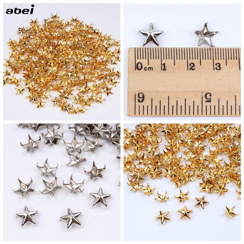 

100pcs/Lot 10mm Metal Star Rivets Gold Silver Buttons DIY Scrapbooking Embellishment Handmade Shoes Bags Fastener Brads Decors