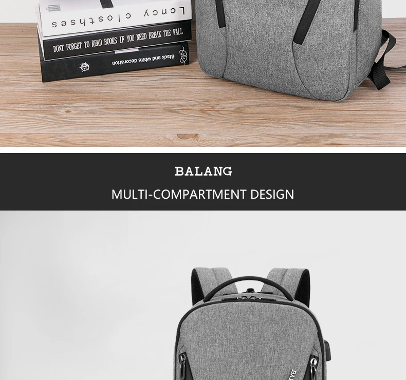 Бренд BALANG, новинка, рюкзак для ноутбука, многофункциональный, USB зарядка, мужской рюкзак для 15,6 дюймов, модный рюкзак, водонепроницаемый, mochila