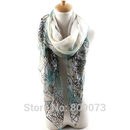 Женские шифоновые шарфы в этническом стиле из хлопковой пряжи вуаль лилия