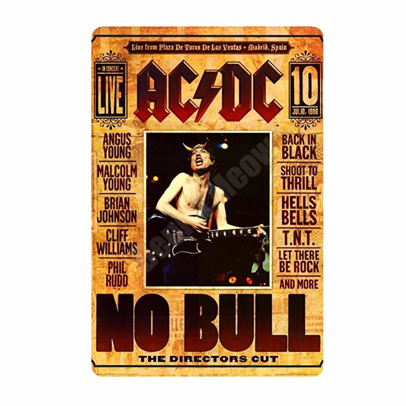 20x30 см ACDC винтажные металлические жестяные вывески для бара, кафе, паба, казино, домашний декор, тарелки в стиле ретро, музыкальная доска, художественный плакат, рок наклейки на стену N264