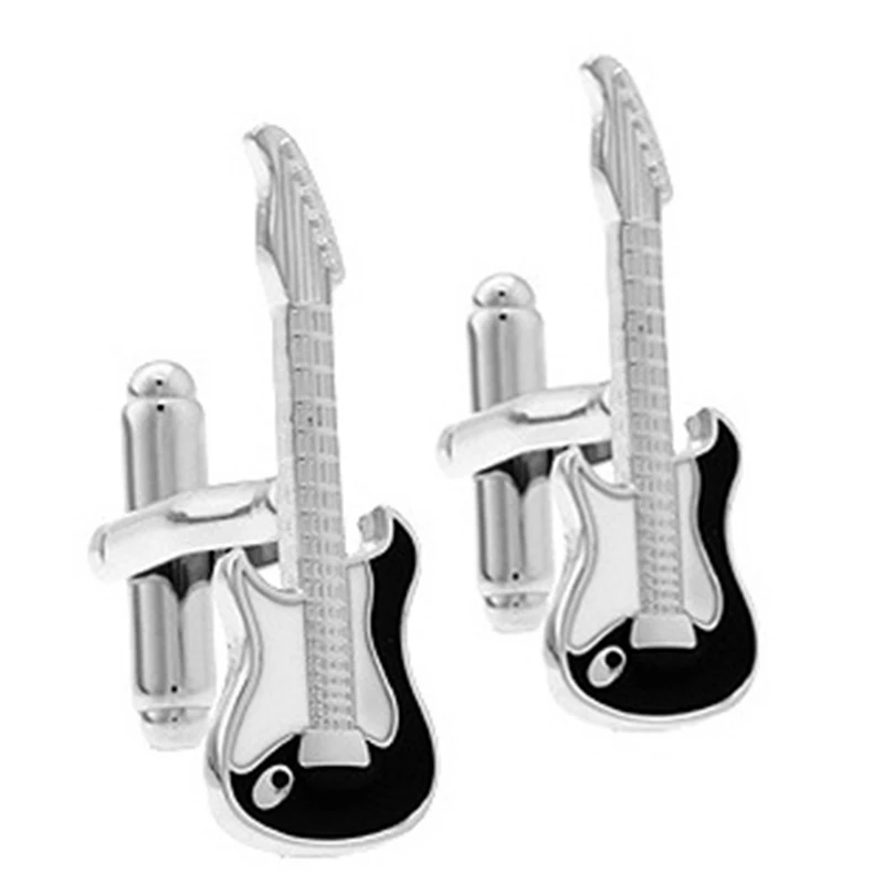 Запонки мужские металлические черно-белые в музыкальном стиле | Украшения и