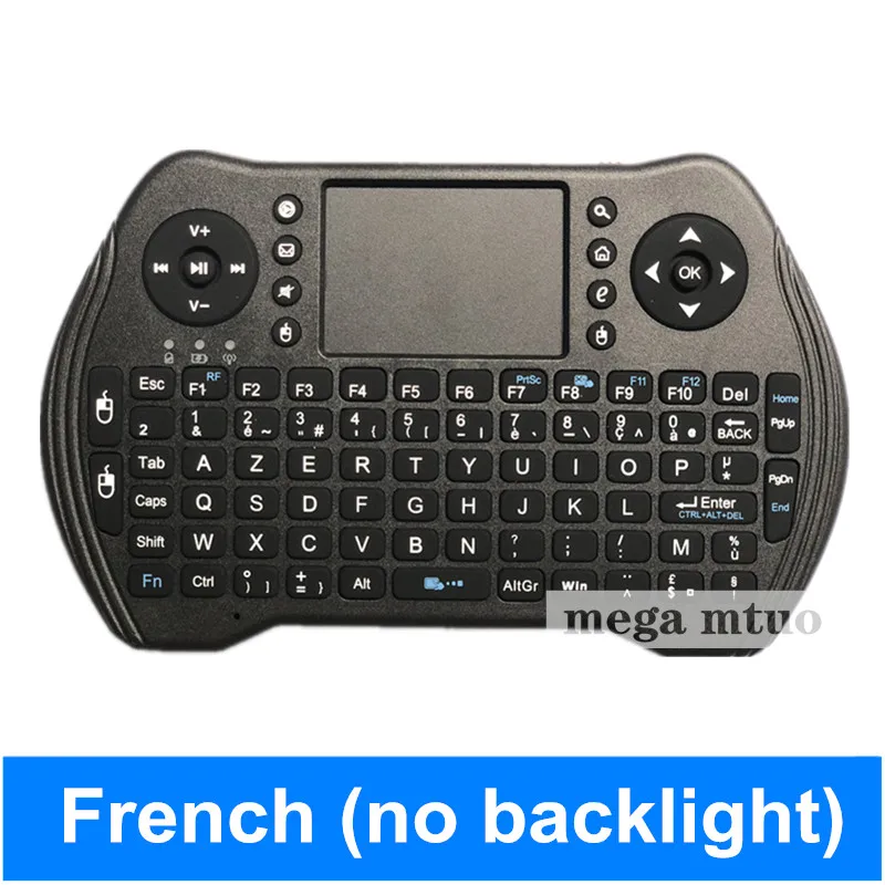 MT10 French Version Беспроводная клавиатура MT10 с тачпадом i8 для Android tv BOX Air mouse, русский, английский, тайский, испанский, иврит, арабский, немецкий, французский, 2,4 ГГц - Цвет: MT10 French Version