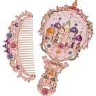 Складное зеркало принцессы, маленькое зеркало с ручкой, набор расчесок, портативное зеркало для туалетного столика в стиле ретро, бесплатная доставка