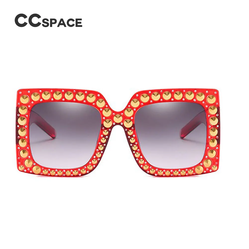 CCSPACE 57g Квадратные Солнцезащитные очки с заклепками женские Брендовые ретро