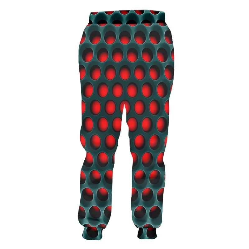Новые длинные забавные тренировочные брюки UJWI с 3D принтом красная черная сетка
