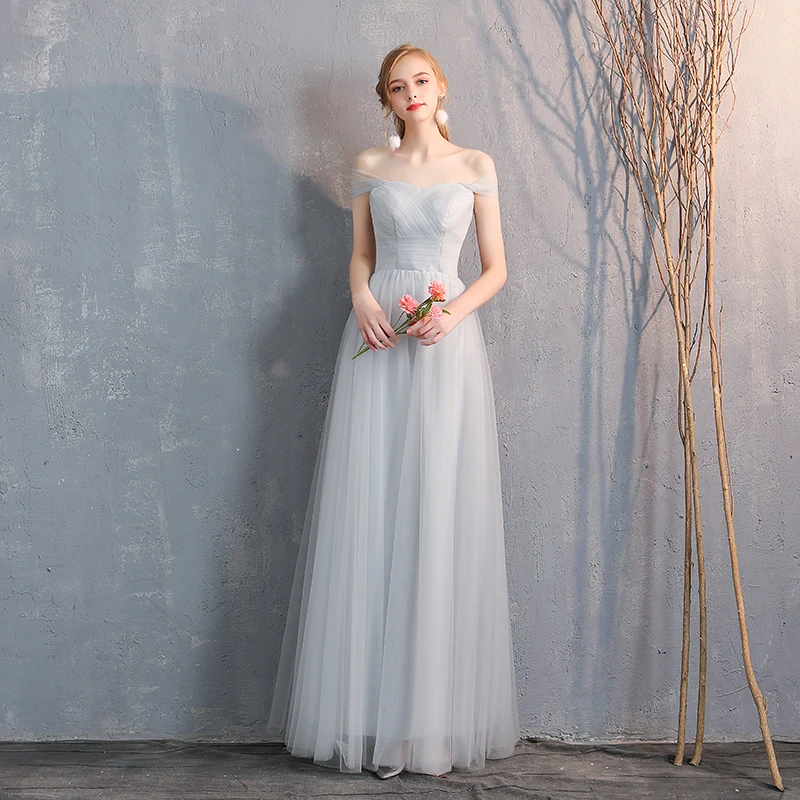 SSYfashion кружево до тюль в пол длинные голубое платье подружки невесты элегантное платье для женщин для Свадебная вечеринка на заказ плюс размеры платье