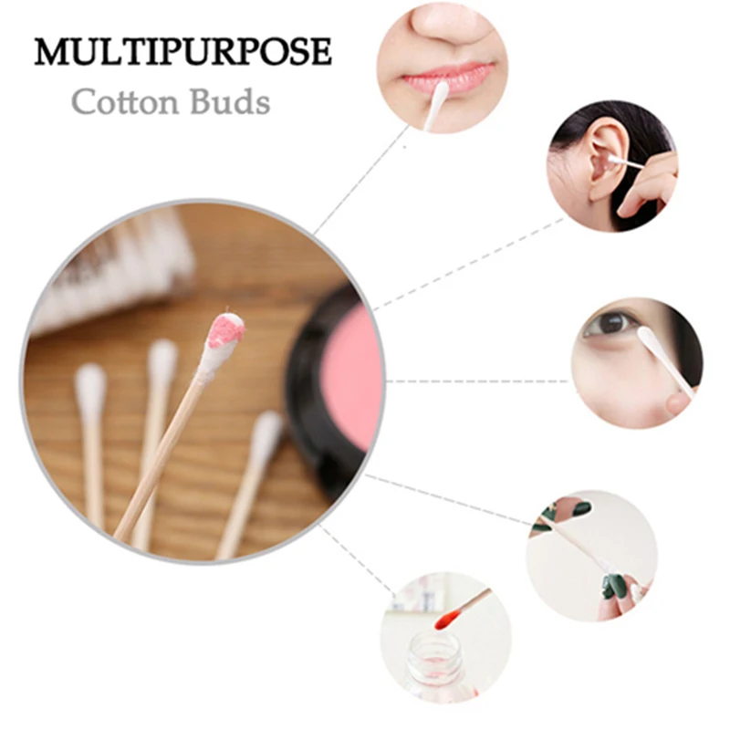 100pcs/Pack Bamboo Cotton Buds Cotton Swabs Medical Ear Cleaning Wood Sticks Makeup Health Tools Tampons Cotonete