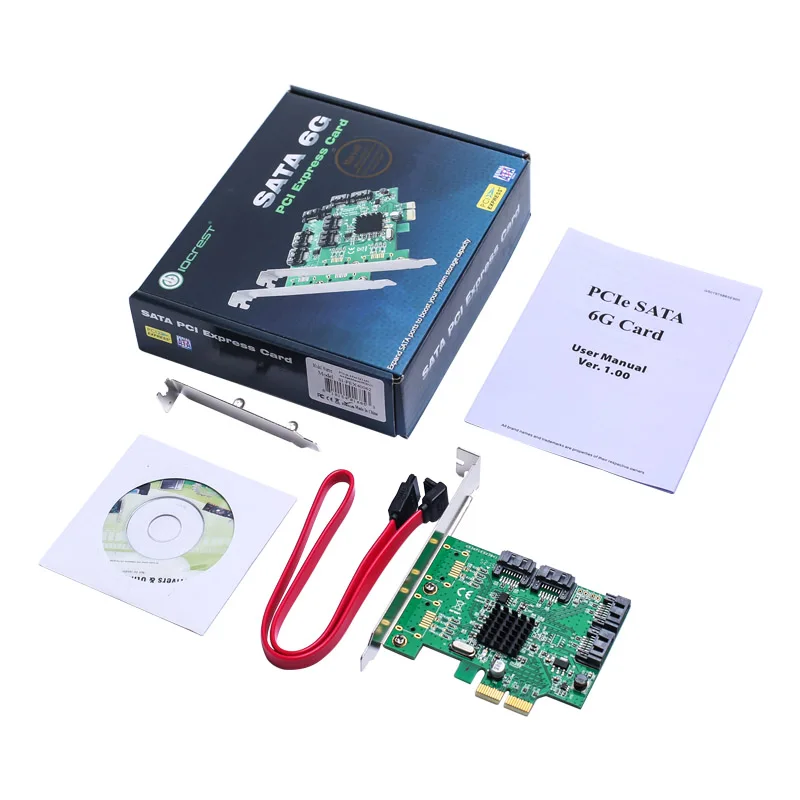 Плата расширения PCI-Express X1 с 4 портами SATA 3 0 6 Гбит/с чип для Marvell 88SE9235