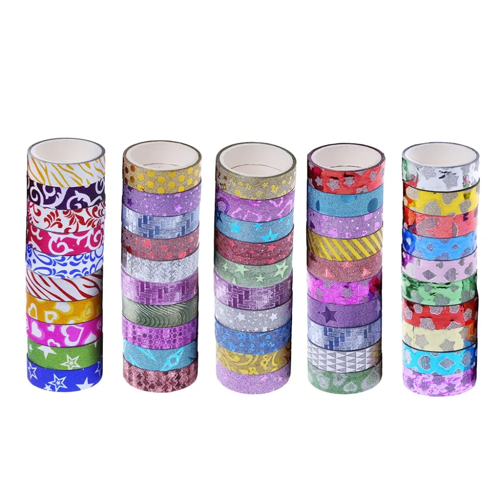 10 x Блестящая Бумага васи лента для маскировки DIY скрапбук декоративная бумага