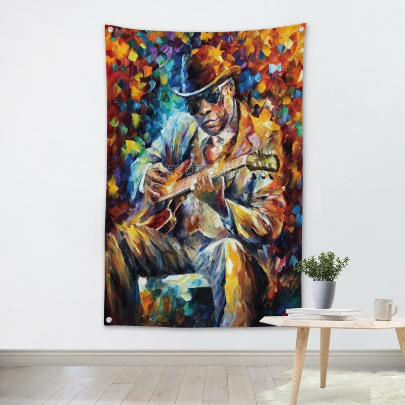

Guitarist Music Band Team Logo Cloth Poster Banners Four-Hole Flag Dormitory Bedroom Wall Decoration