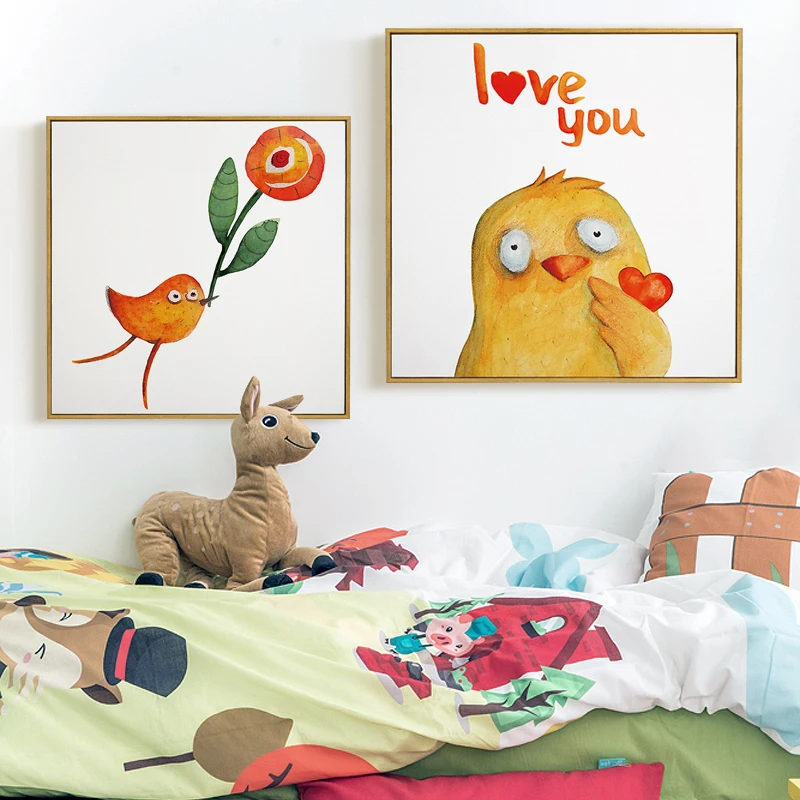 

Angel's Art Unframed Cute Birds I Love You Modern Kid's Room Decor Canvas Painting