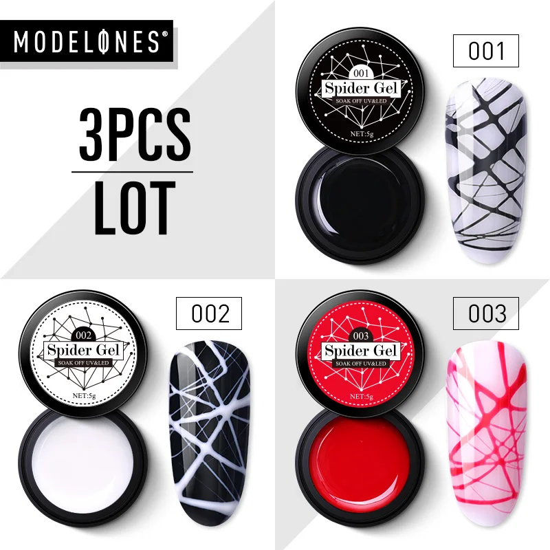 Modelones 3 шт./лот Гель лак для рисования с изображением паука УФ гель ногтей