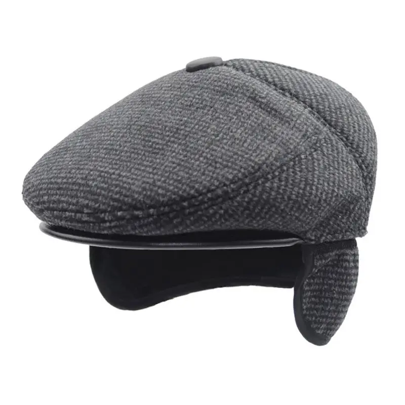 

Old Men Winter New Fashion Male Solid Cotton Thick Warm Ear-caring Papas Long Hunting Cap