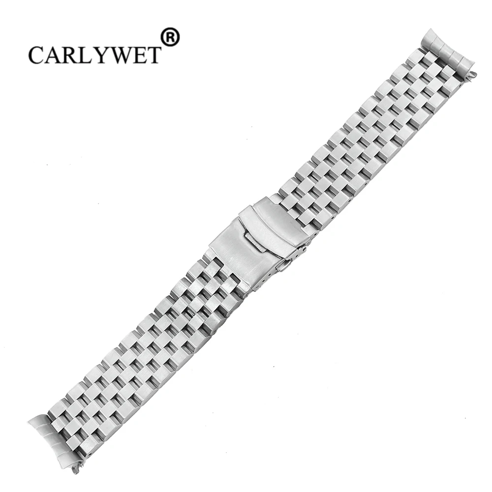 CARLYWET 22 мм Серебряный полый изогнутый конец с заменой звеньев ремешок браслет