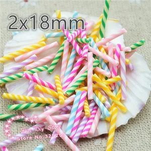 Мини Полимерная глина конфеты палочка радужного цвета ручной работы Бесплатная доставка 100 шт.лот 2x18 мм