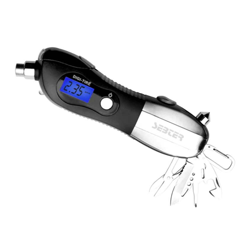 SEBTER Car Tire Pressure Emergency Hammer Multifunction Window Breaker Knife Cutter Clamp Tool LED Warning Light | Автомобили и