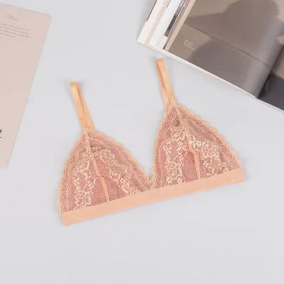 as picture Без стального кольца bralette нижнее белье супер тонкие кружевные сексуальные треугольные чашки показывающие маленькую грудь - Цвет: as picture