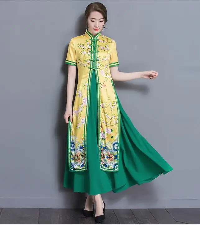 

Летнее вьетнамское женское платье, китайское традиционное платье Qipao