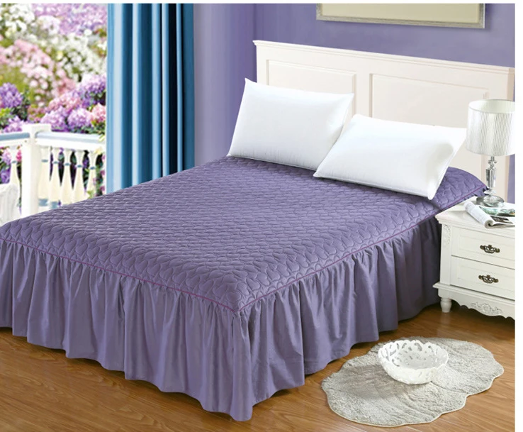 100% хлопок + толстые добавить зимняя стеганая юбка кровати покрывало ватным