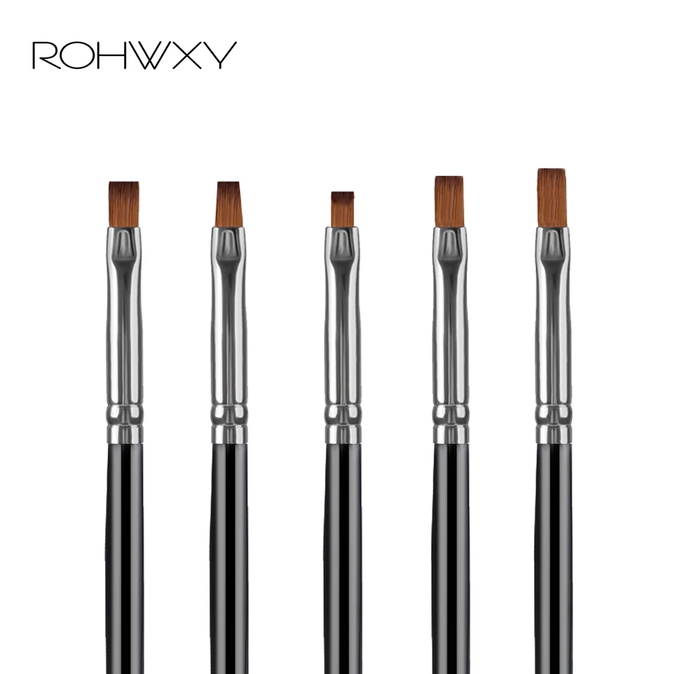 ROHWXY Кисть для ногтей плоский градиент Омбре дизайн ногтей, ручка с кисточкой Рисование Живопись советы из строительного акрила УФ гель Полировка дизайн