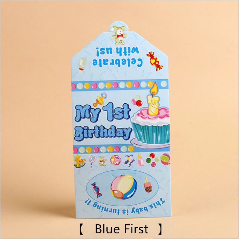 Blue First 10 шт., пригласительные вечерние открытки с героями мультфильмов, открытки с приглашением на день рождения для маленьких мальчиков и девочек, украшения для свадебной вечеринки - Цвет: Blue First