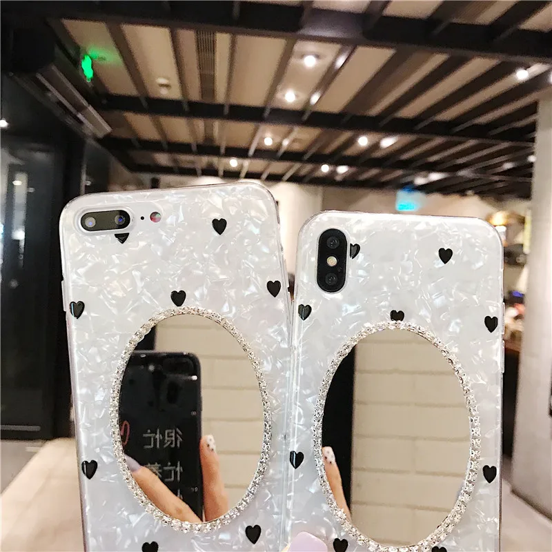 Чехол для телефона XINGDUO с милым черным сердцем iphone X XS XR MAX блестящий зеркальный