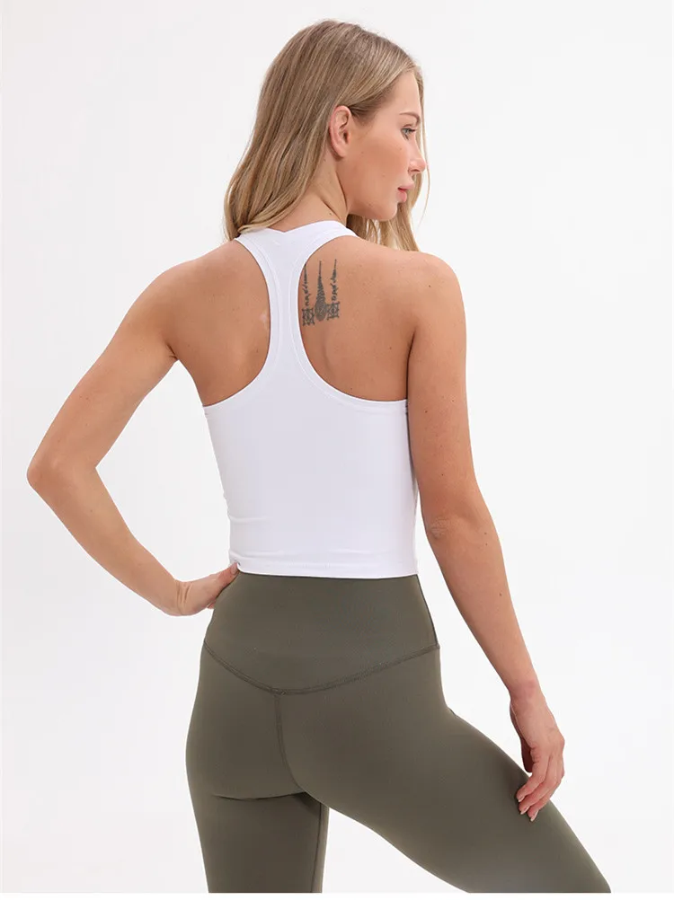 Yoga Vest Women's Sleeveless Running Fitness T Shirts Sexy Crop Top Workout Quick-Dry Yoga Tank Tops Elastic Tight Gym Vest